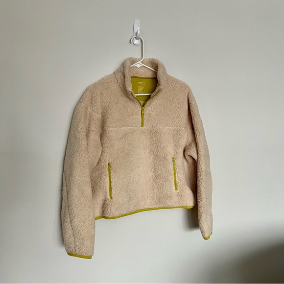 Girlfriend Collective Cream Recycled Half-Zip Fleece Size Large - Picture 2 of 4